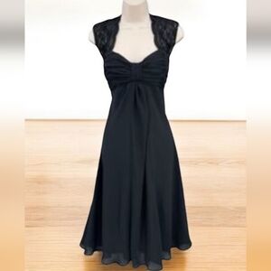 Y2k Ruched Babydoll mesh lace Shoulders Black Lace Flowy Whimsigoth Dress Sz 8